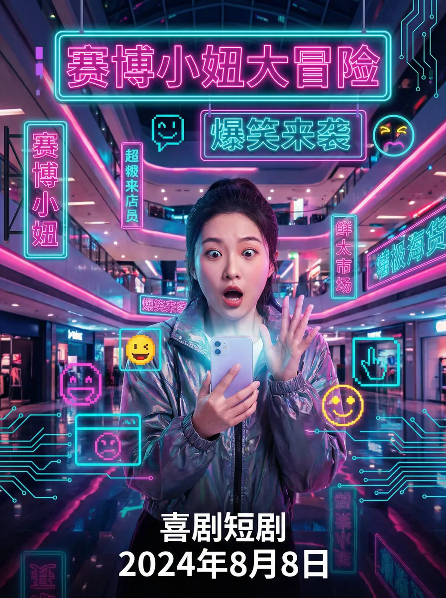 一键脱衣 搞笑喜剧短剧 - 赛博小妞大冒险海报